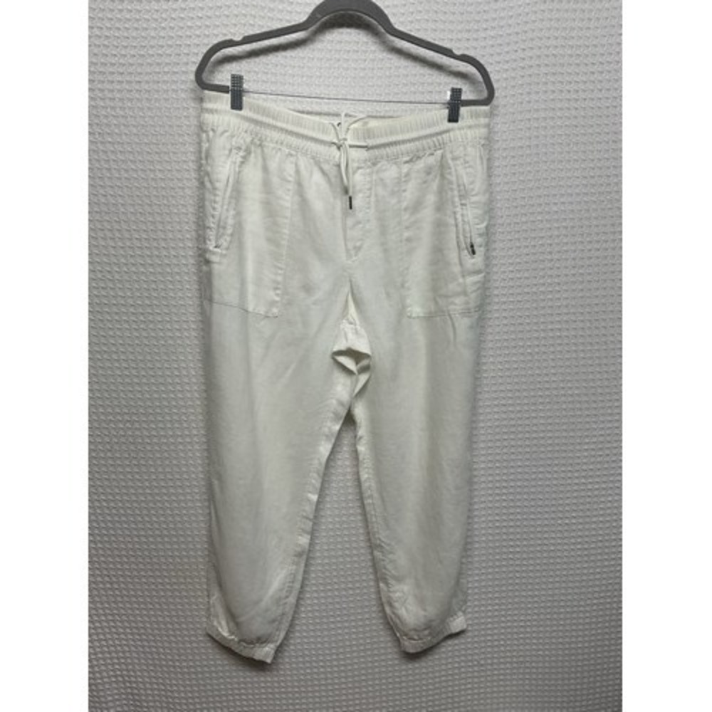 Athleta White Drawstring Zip Pockets High Rise Jogger Pants Women 14P Indonesia